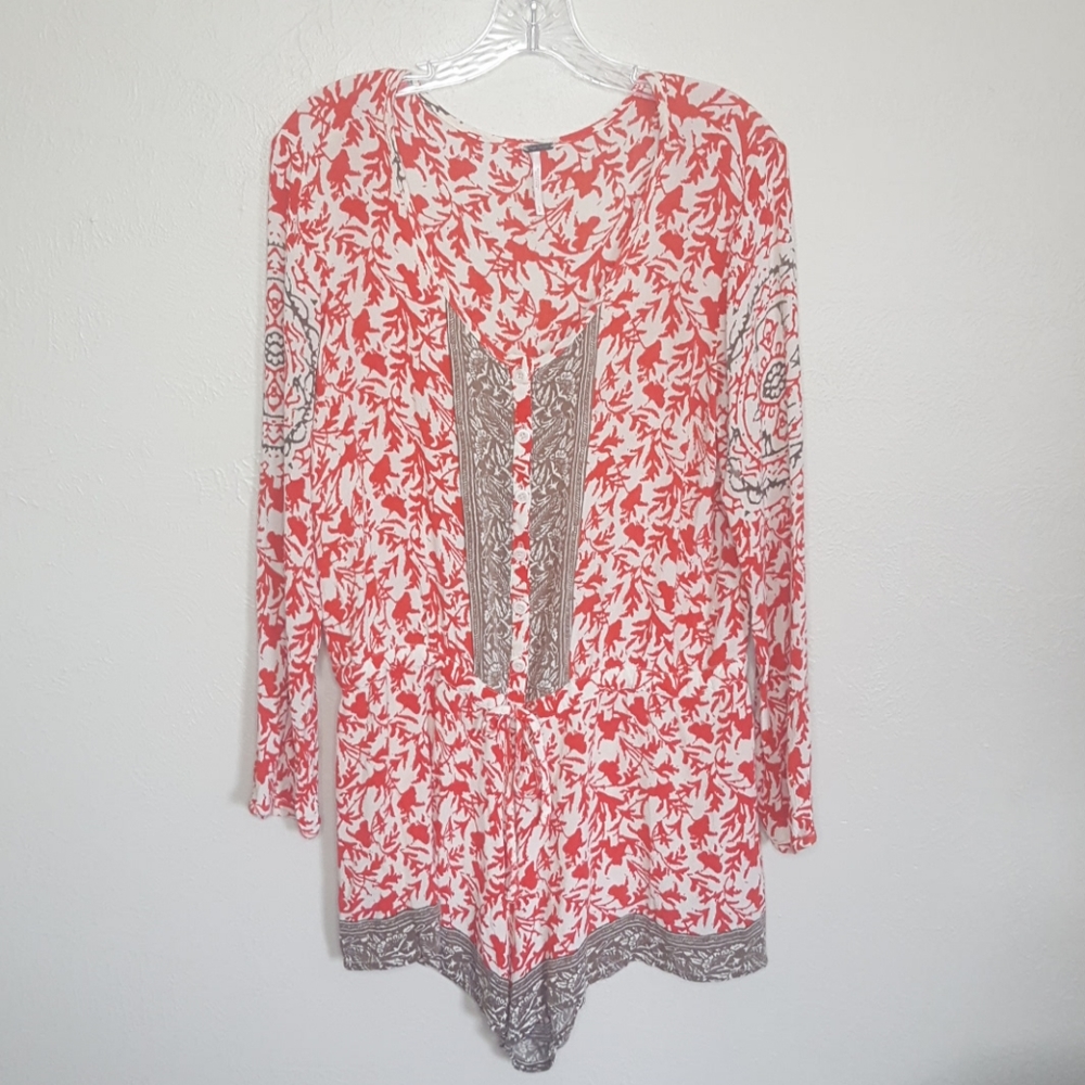Free People Red Resort printed romper
